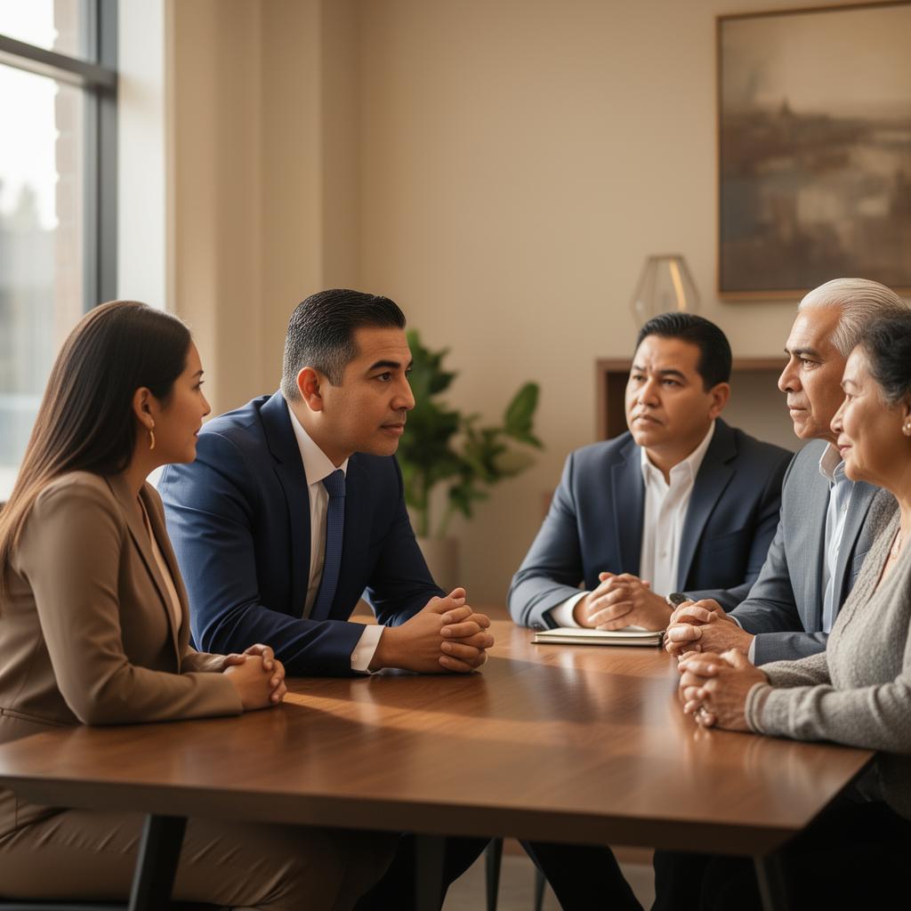 El Abogado Otto Santana conversando con clientes